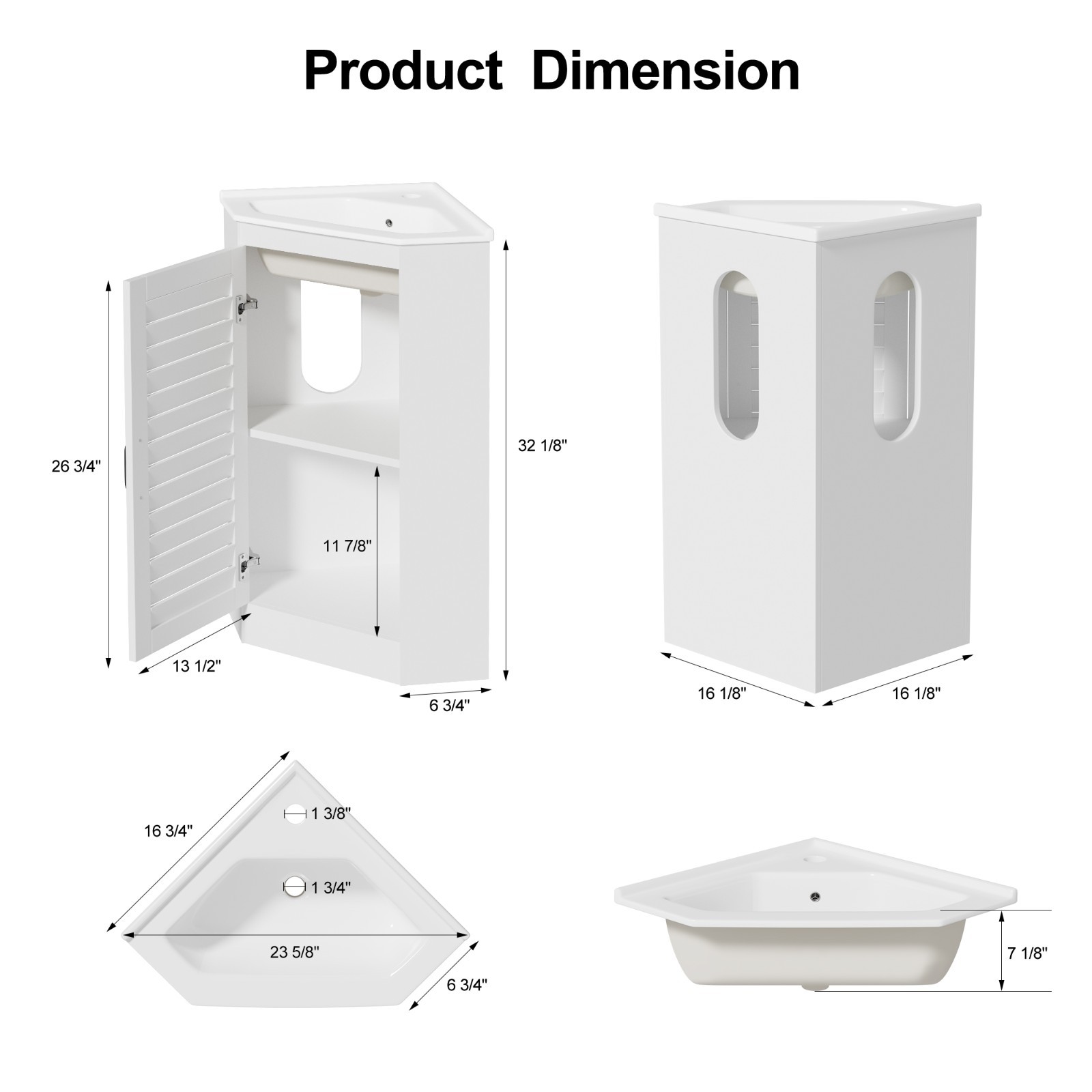 Corner Bathroom Vanity Sink Combo for Small Space Freestanding Compact Space New