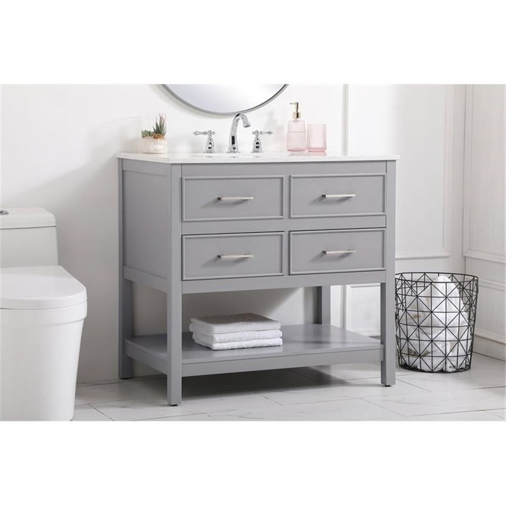 Elegant Decor Sinclaire 36″ Aluminum Alloy & MDF Single Bathroom Vanity in Gray