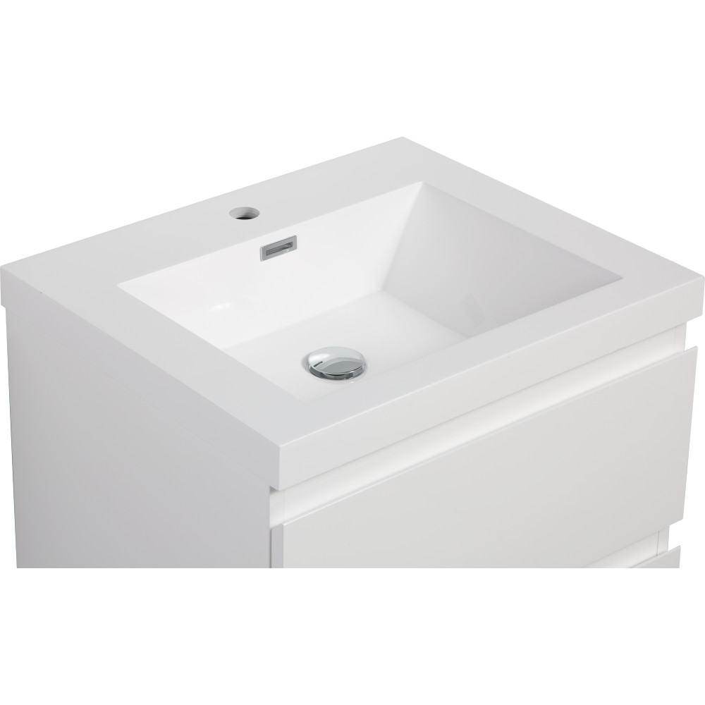 42in Solid Surface White Bathroom Vanity Top with Single Sink Basin Hole