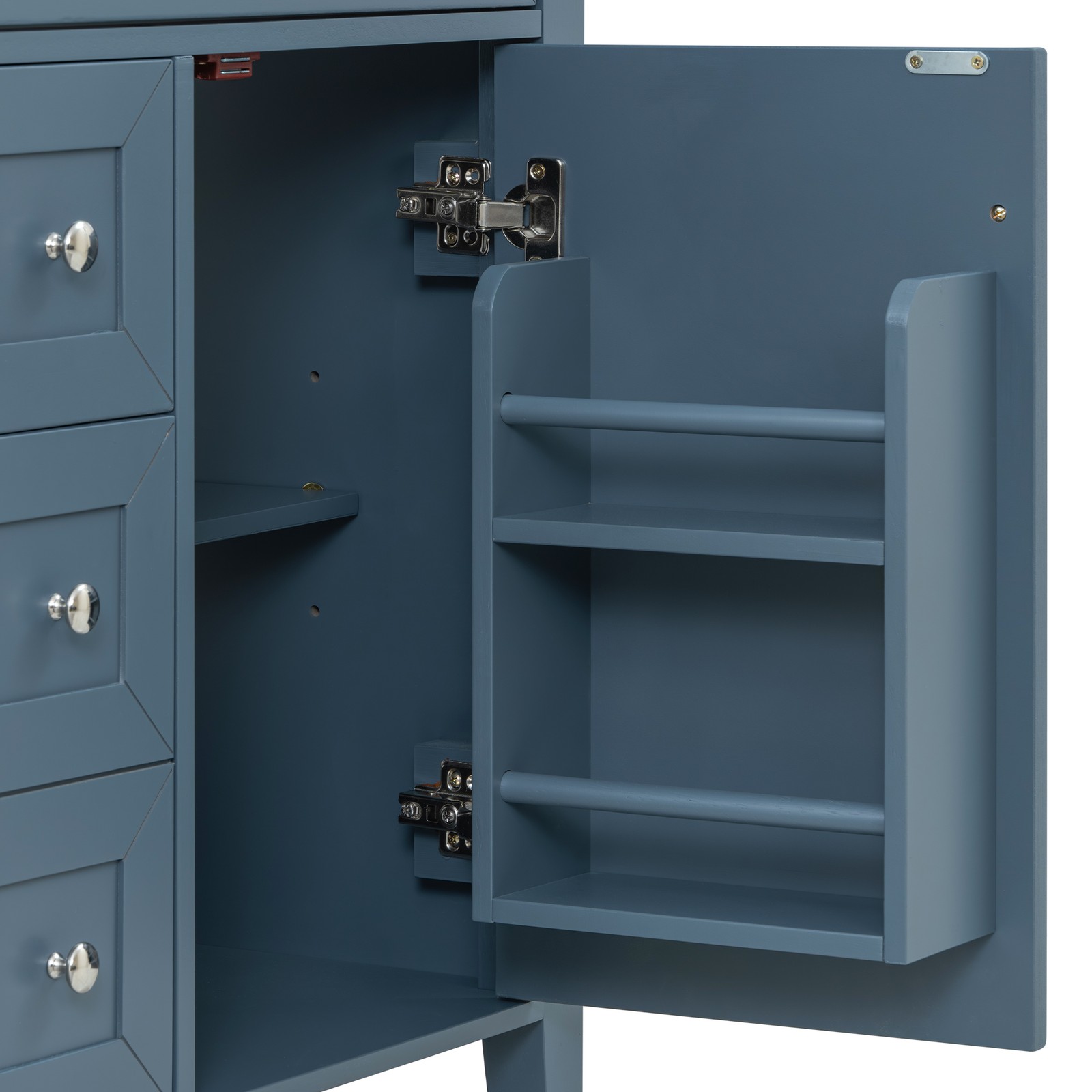 24″ Blue Gray Bathroom Vanity with Ceramic Sink & Soft-Close Drawers