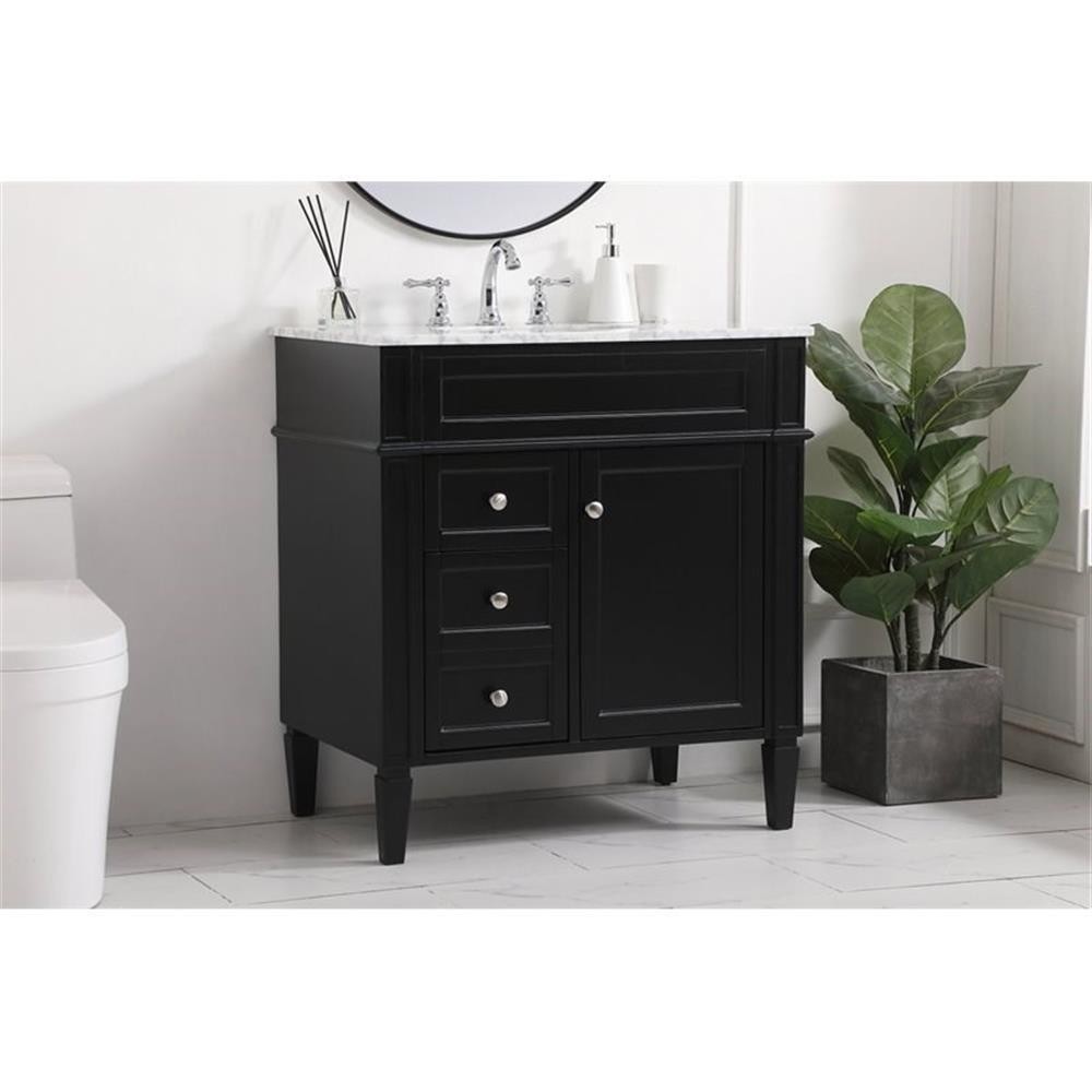 Elegant Decor Park Avenue 32″ Solid Wood & Metal Single Bathroom Vanity in Black