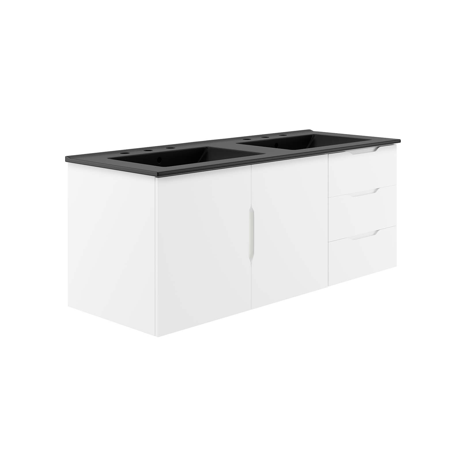 Modway Vitality 48″ Double Sink Bathroom Vanity in White Black