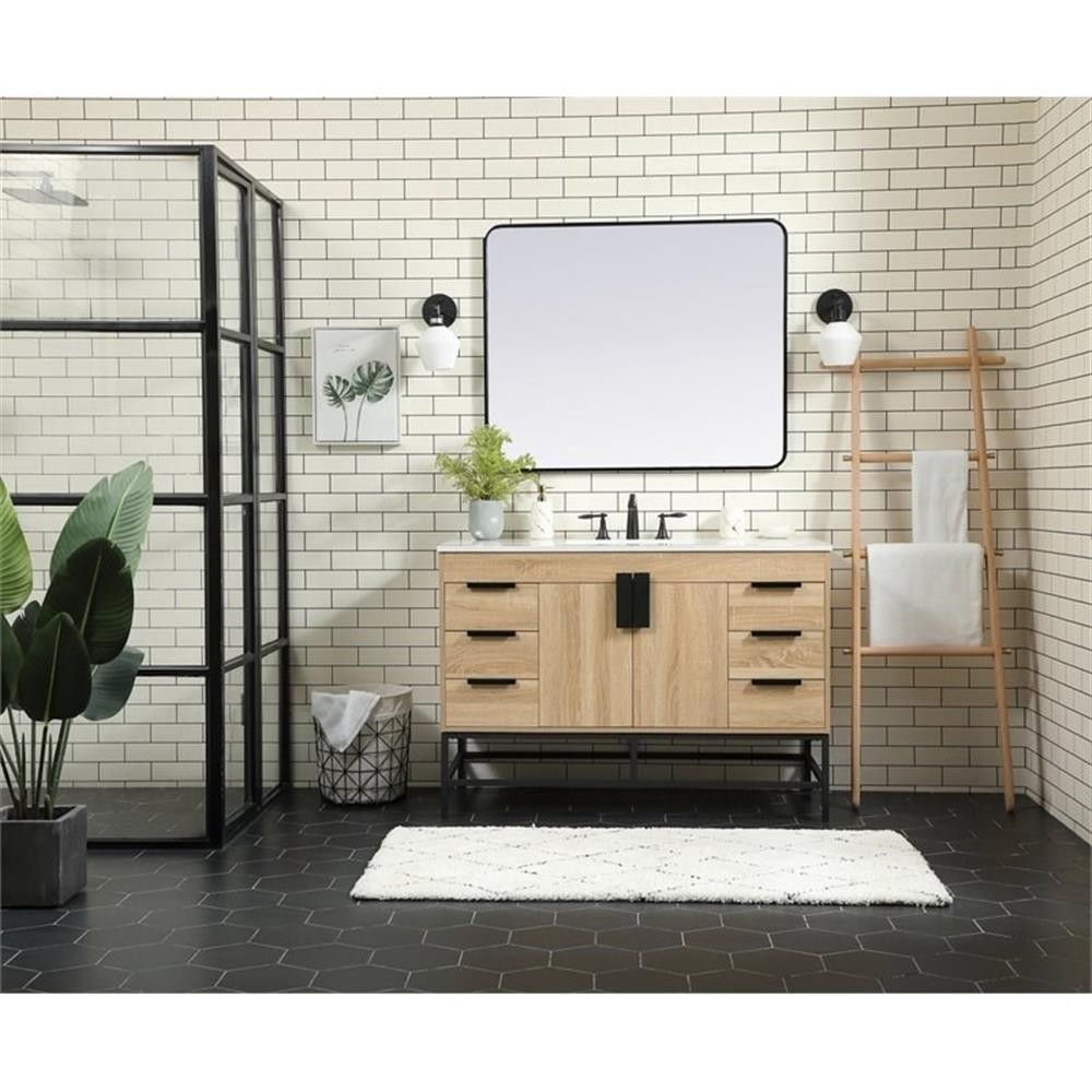 Elegant Decor Eugene 48″ Aluminum Iron MDF Single Bathroom Vanity in Mango Wood