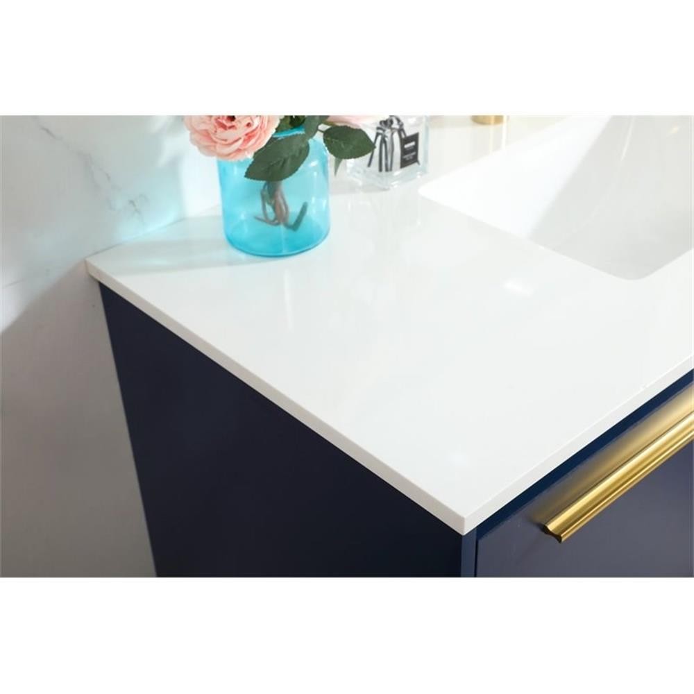 Elegant Decor Roman 40″ Aluminum Alloy MDF Single Bathroom Vanity in Blue