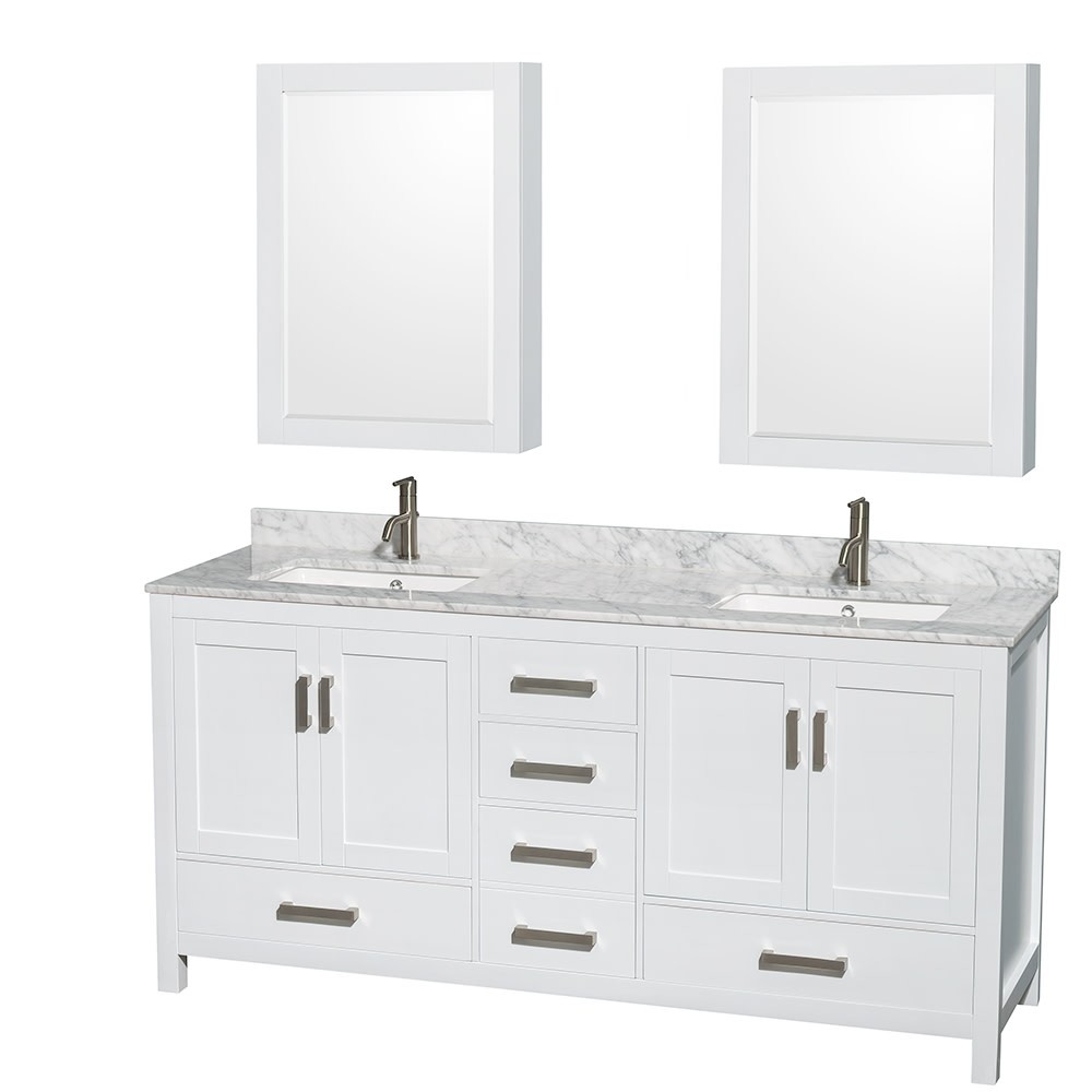 Wyndham Collection WCS141472DUNSMED Sheffield 72″ – Espresso / White Carrara