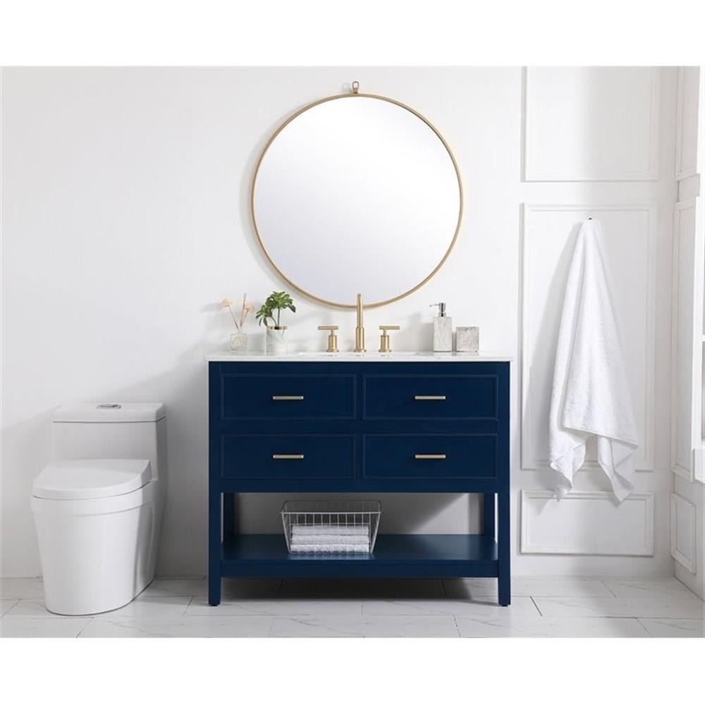 Elegant Decor Sinclaire 42″ Aluminum Alloy & MDF Single Bathroom Vanity in Blue