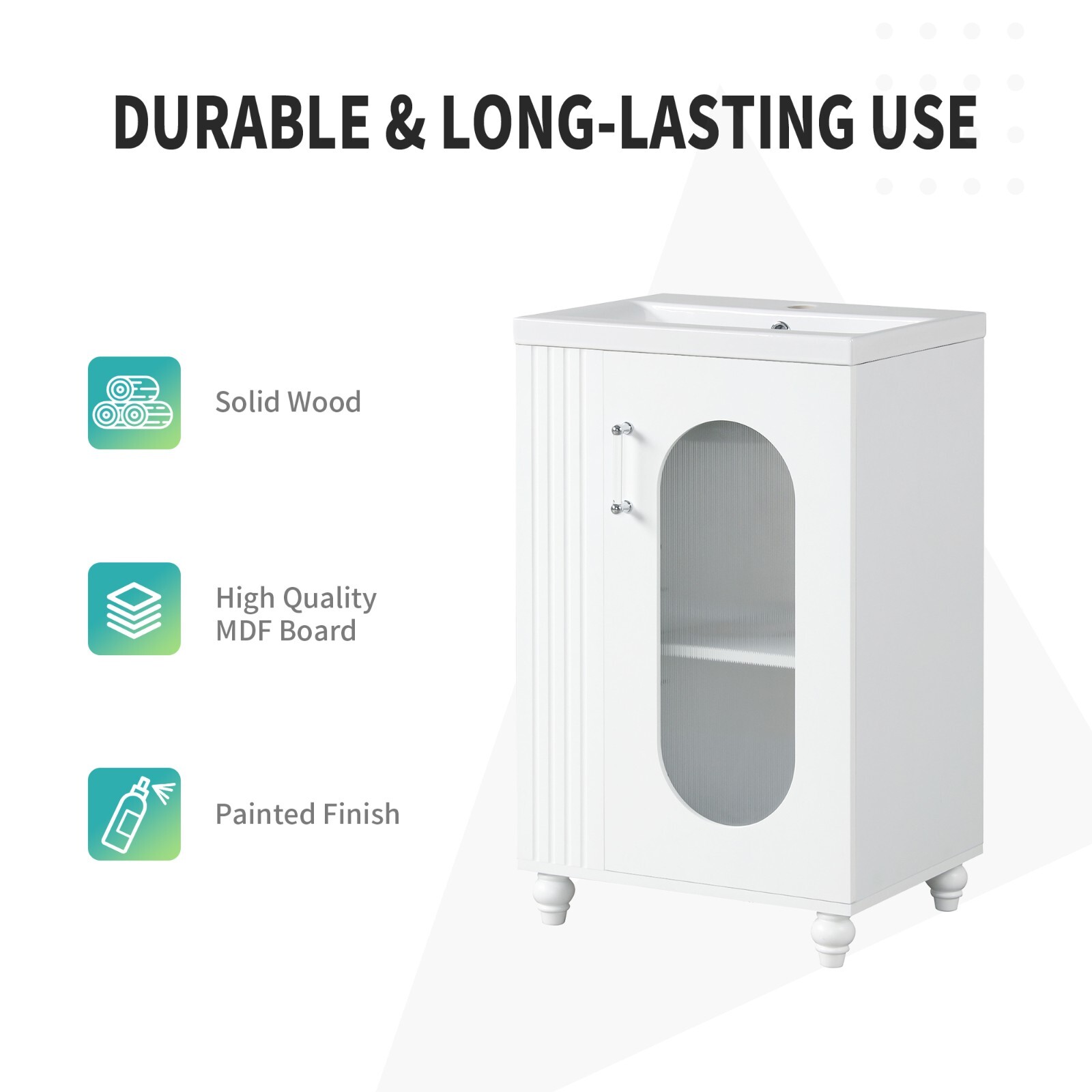 20″ Bathroom Vanity with Ceramic Sink Storage Cabinet Adjustable Shelf Racks
