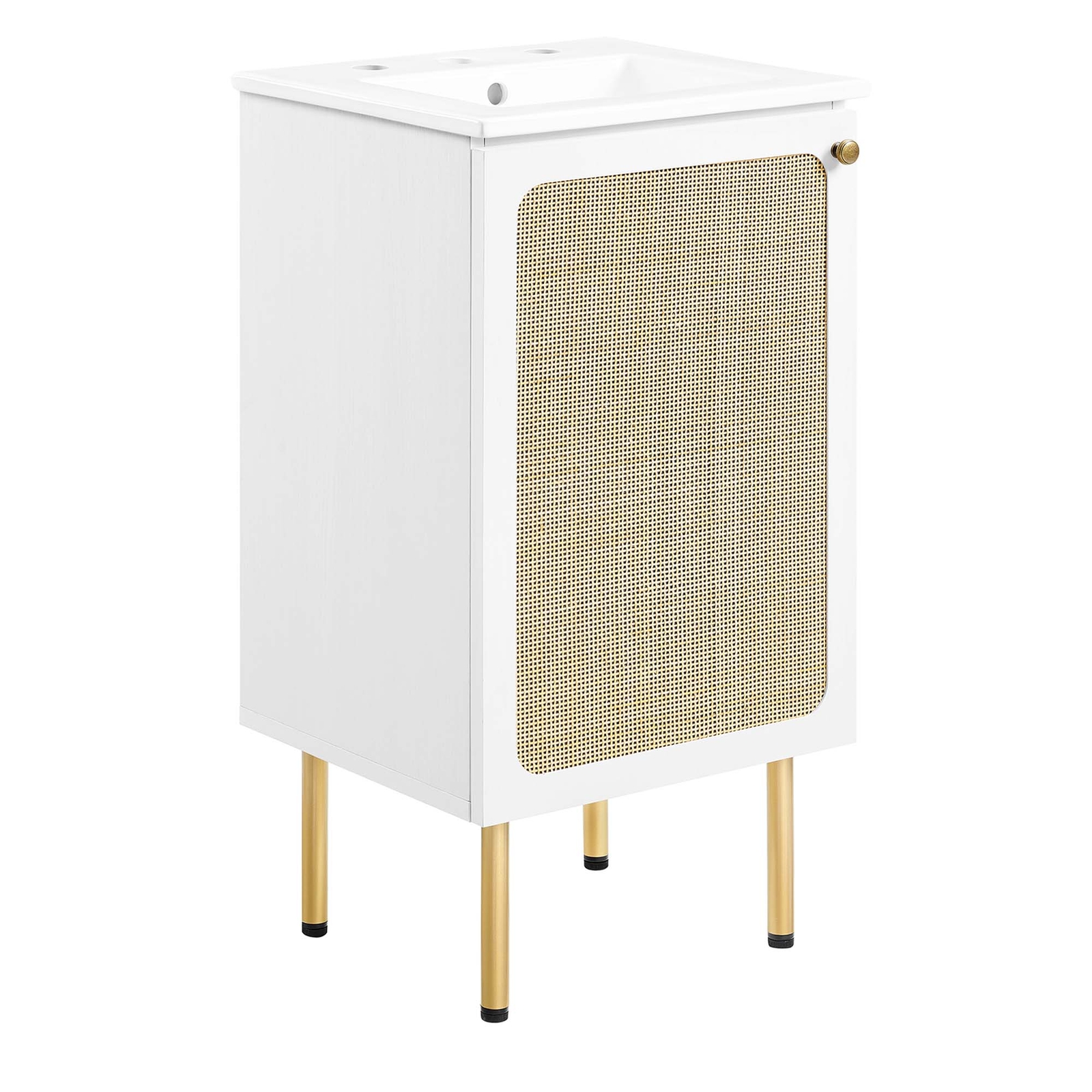 Modway Chaucer 18” Bathroom Vanity in White White With Ceramic Sink Basin