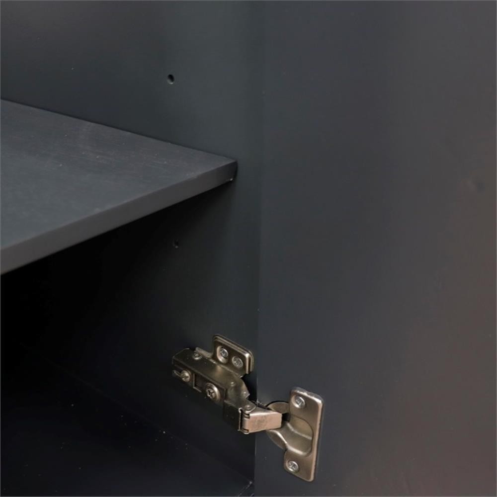 49 in. Double Wooden Vanity Dark Gray with White Carrara Rectangle Sink