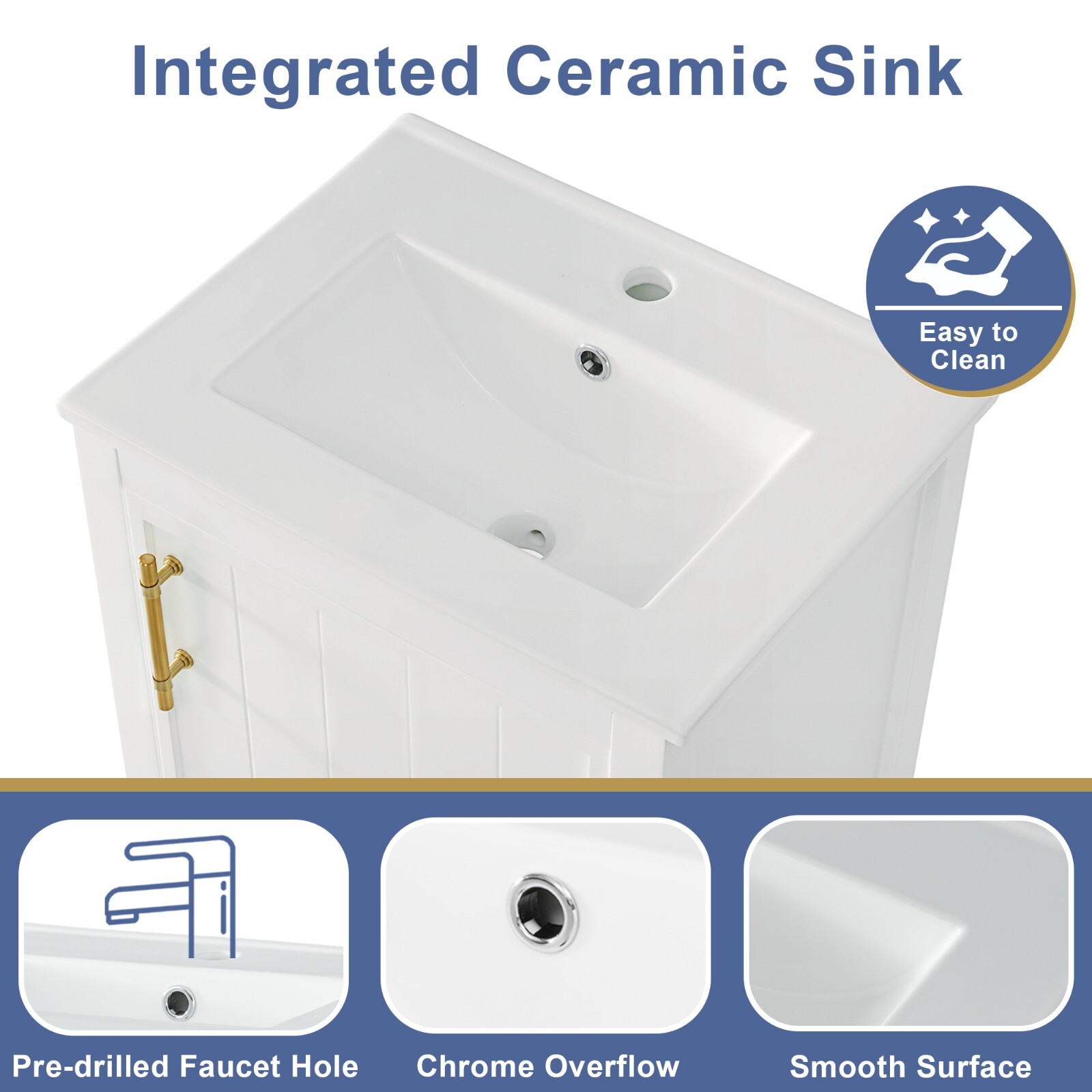 20″ Bathroom Vanity with Sink Door Open Shelf Rack Freestanding Storage Cabinet
