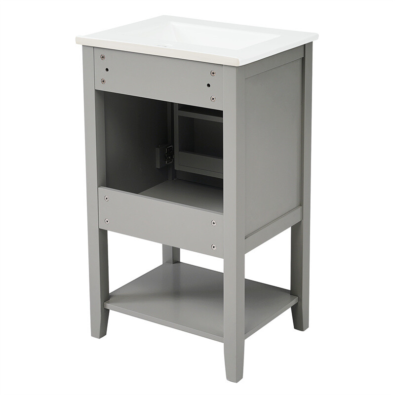 20″ Bathroom Vanity with Sink Door Open Shelf Rack Freestanding Storage Cabinet