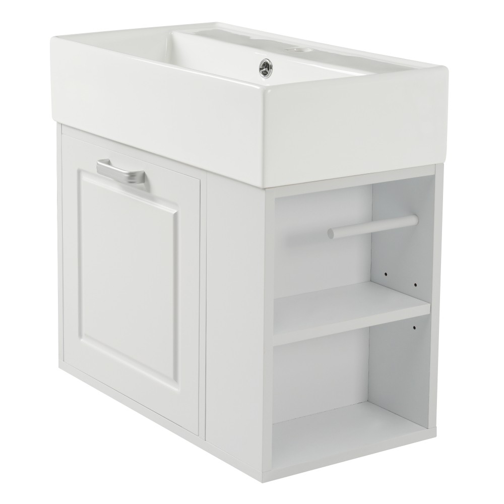 Wall-Mounted Bathroom Vanity with Sink Adjustable Shelves Soft-Close Mechanism