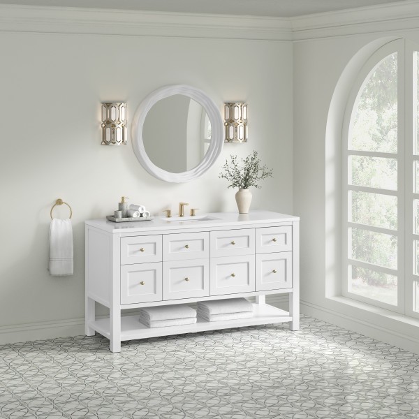 60″ James Martin Breckenridge 330-V60S-BW-3WZ Vanity Cabinet White Zeus Top