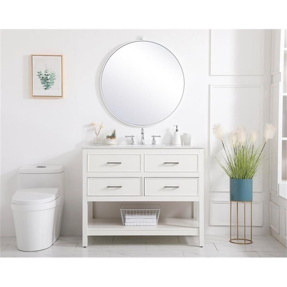 Elegant Decor Sinclaire 42″ Aluminum Alloy & MDF Single Bathroom Vanity in White