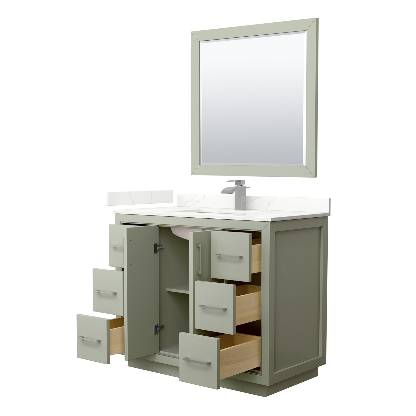 Wyndham Collection WCF111142S-QTZ-UNSM34 Icon 42″ – Dark Gray / White Quartz Top