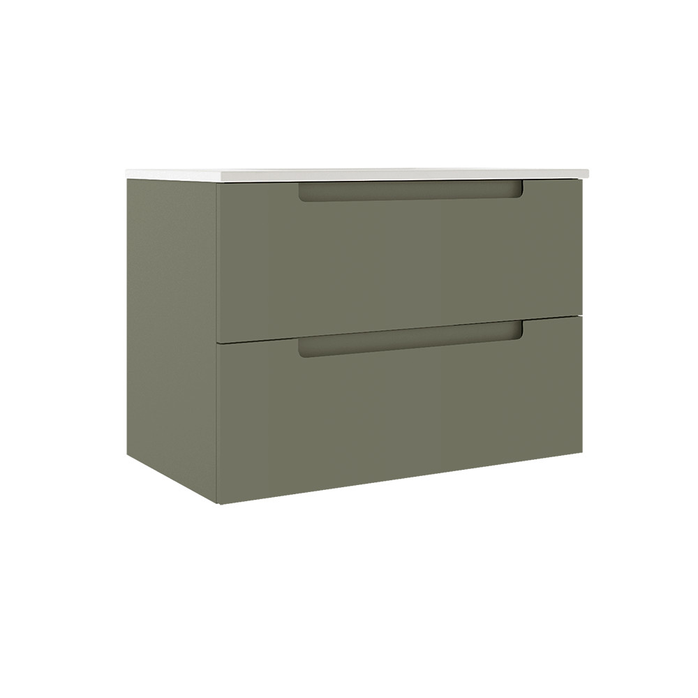 Coda 31″ Two Drawer Wall-Mounted Vanity – Sage Green