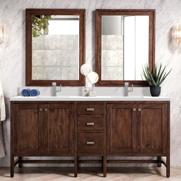 72″ James Martin Addison E444-V72-MCA-1WZ Double Vanity Cabinet White Zeus Top