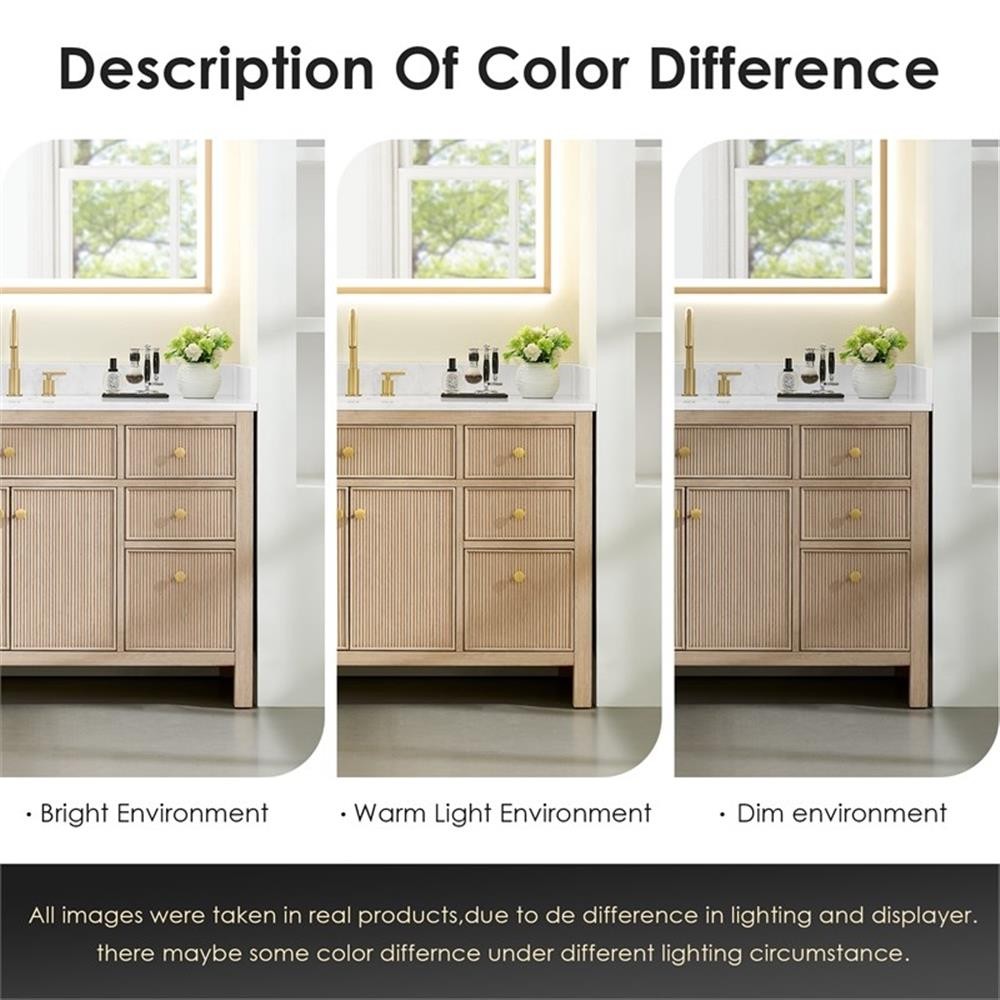 Pemberly Row 24″ Wood Vanity in Natural Oak Ceramic Integrated Sink no Mirror