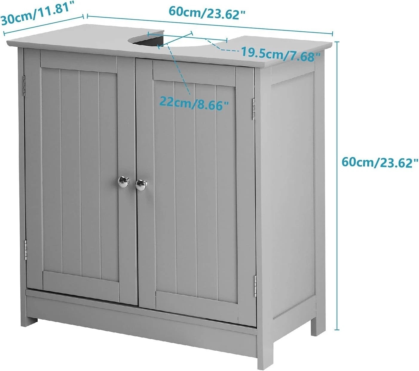 Durable Freestanding Under Sink Cabinet with Adjustable Shelf – Grey Finish