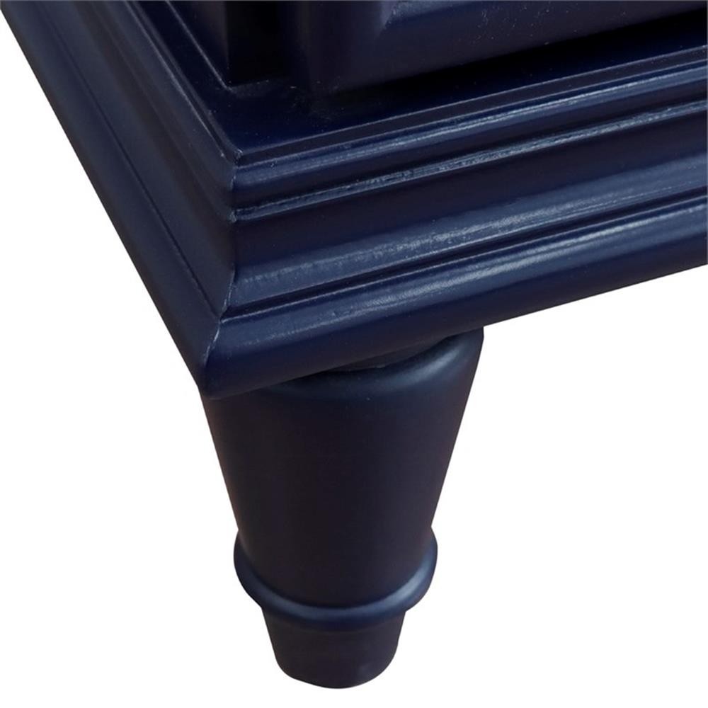 61 in. Double Wooden Vanity Blue Black Galaxy Granite Round Sink