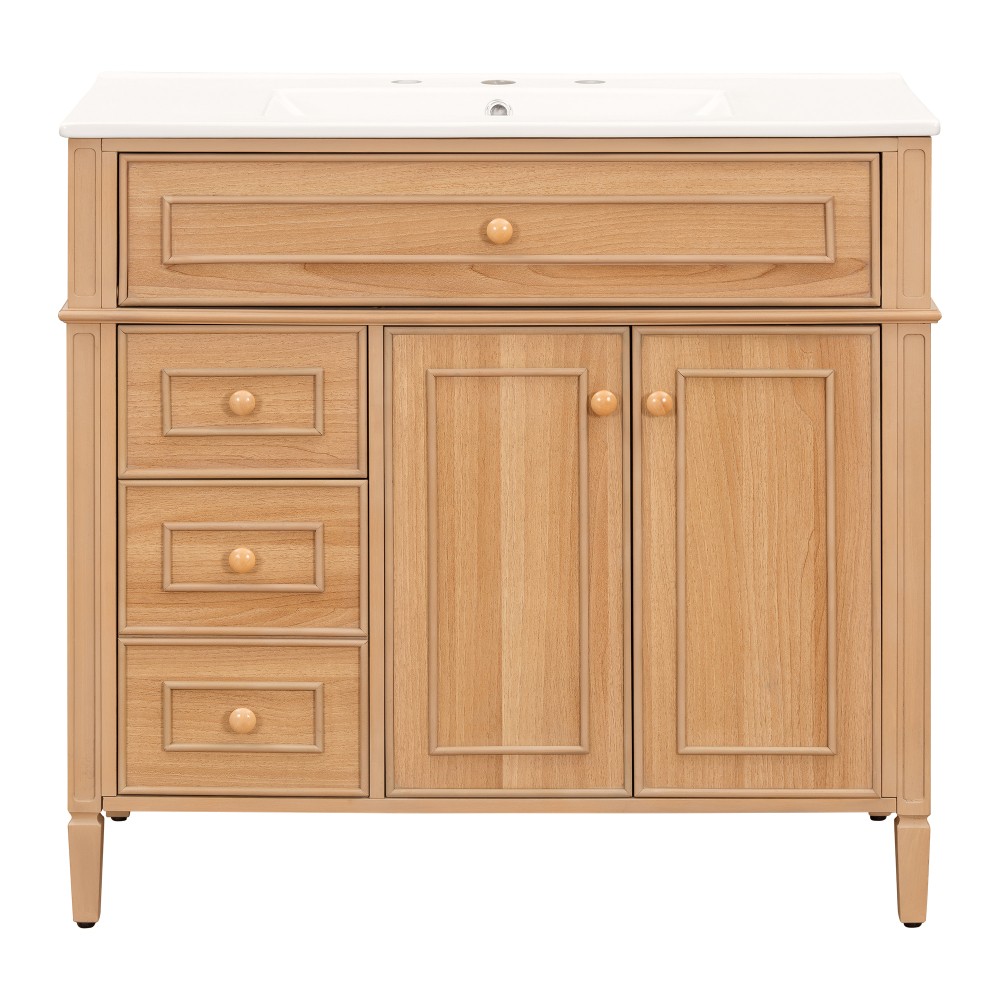 36″ Bathroom Vanity with Sink Wood Vanity Cabinet with Flip-Out Drawer 3 Drawers