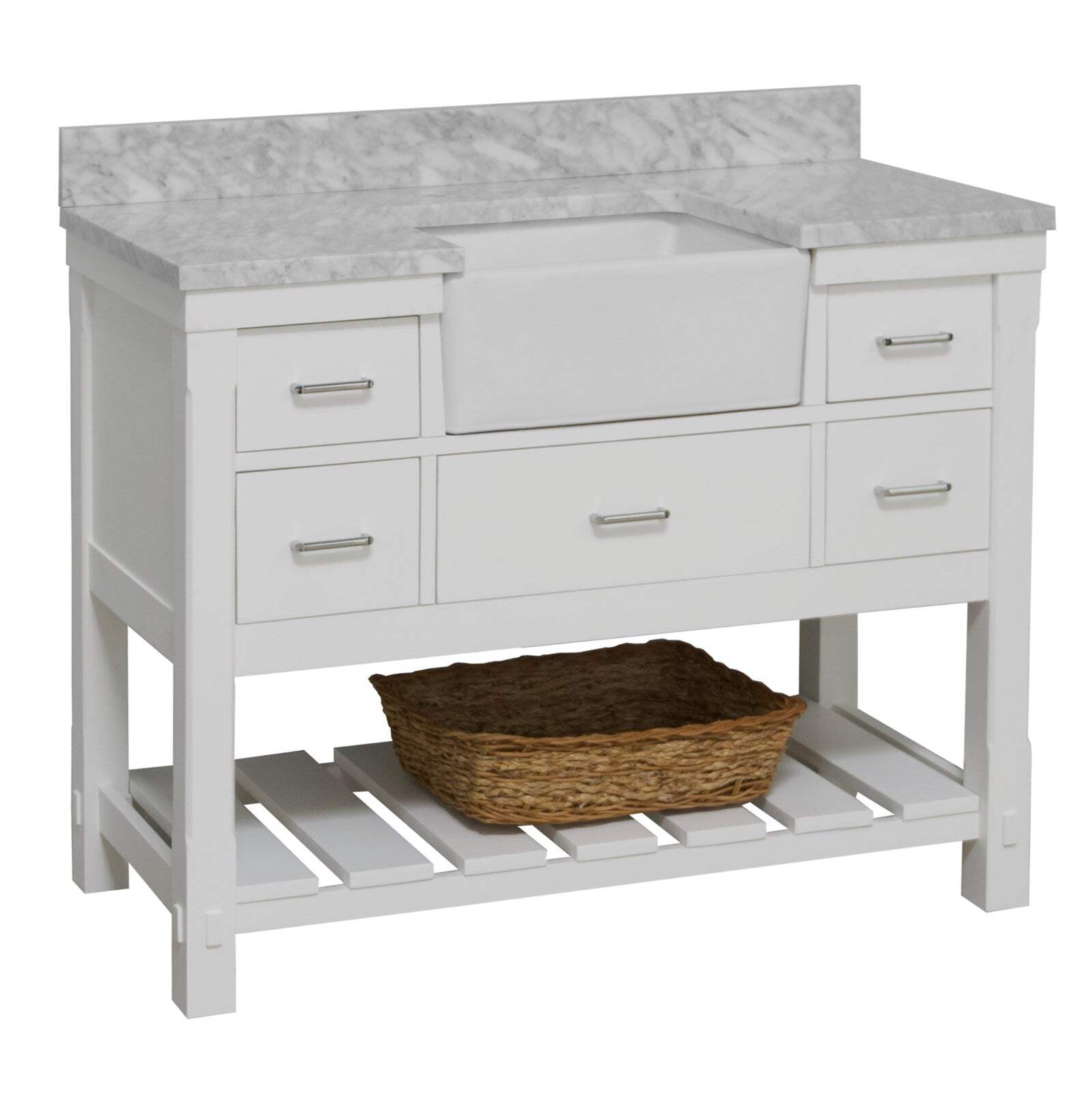 Charlotte 48-inch Farmhouse Vanity with Carrara Marble Top
