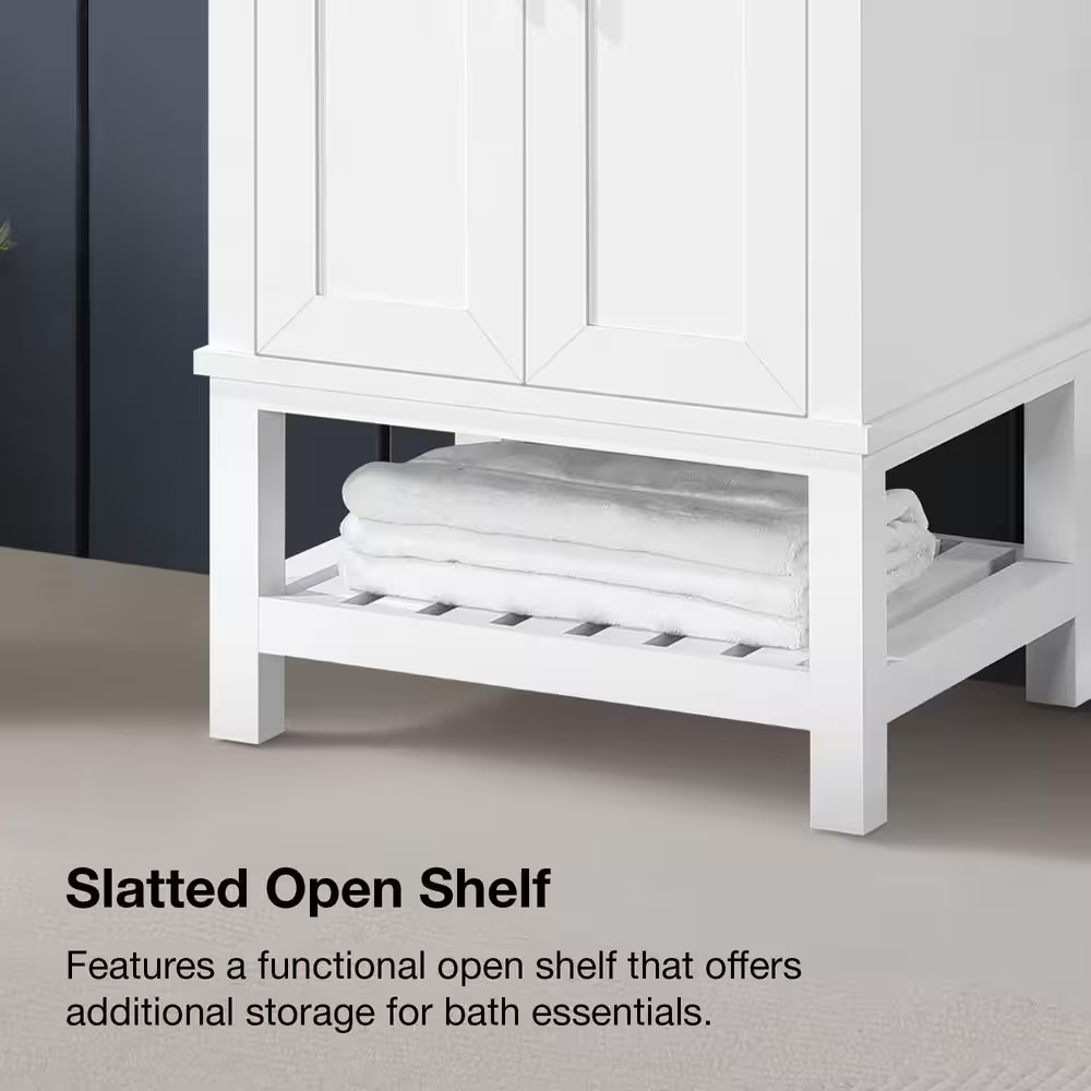 Tupelo 24 In. Single Sink Freestanding White Bath Vanity with White Engineered S