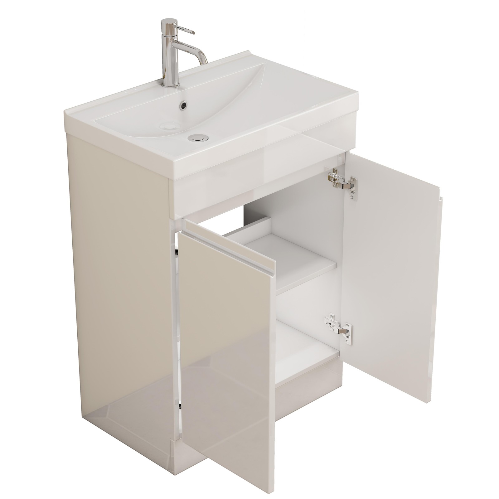24″ Bathroom Vanity With Sink Combo,2 Doors Bathroom Cabinet, With Shelf White