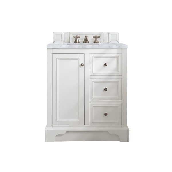 30″ James Martin De Soto 825-V30-BW-3CAR Vanity Cabinet Carrara Marble Top