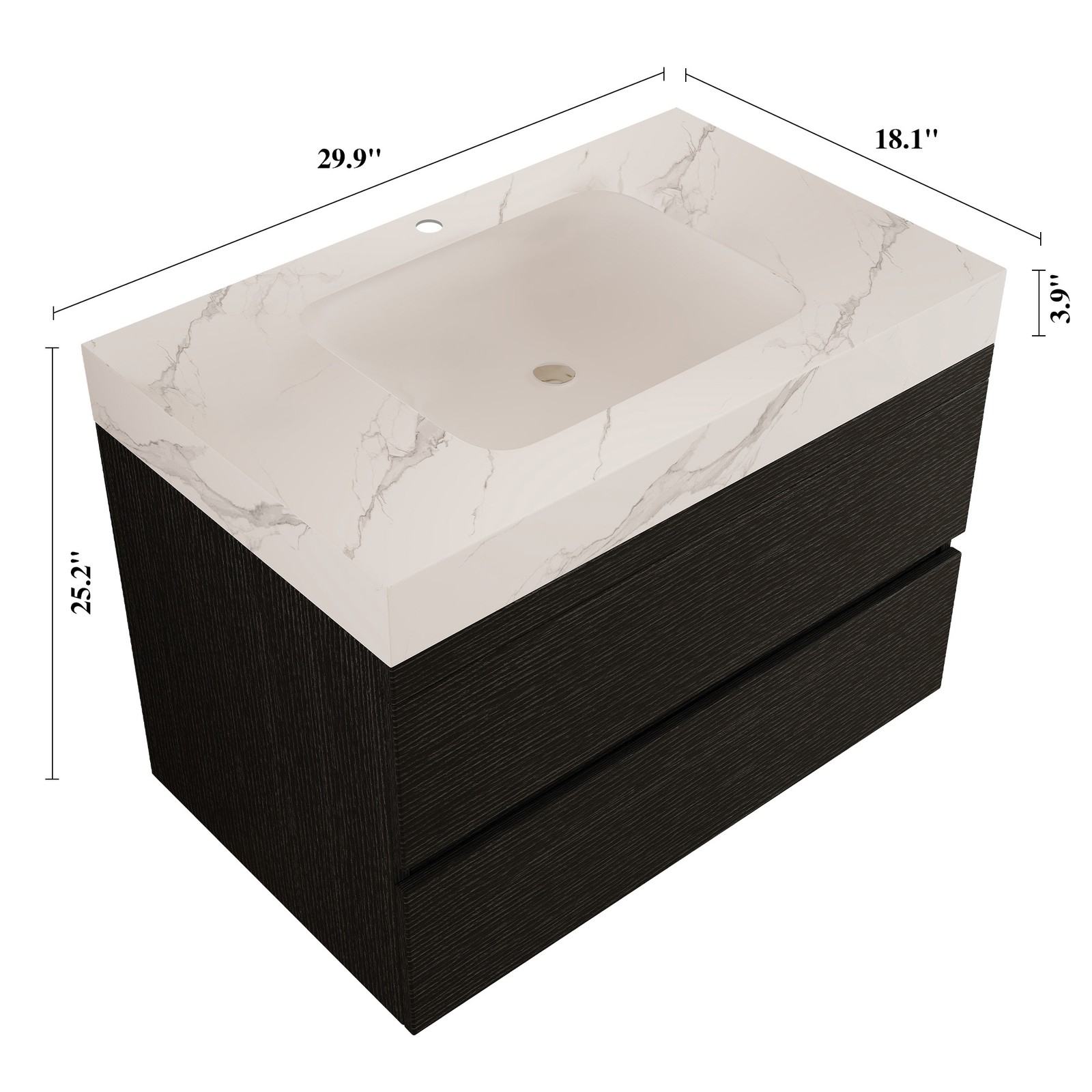 29.9″ Floating Bathroom Vanity with Sink, Wall-Mounted for Small Bathrooms