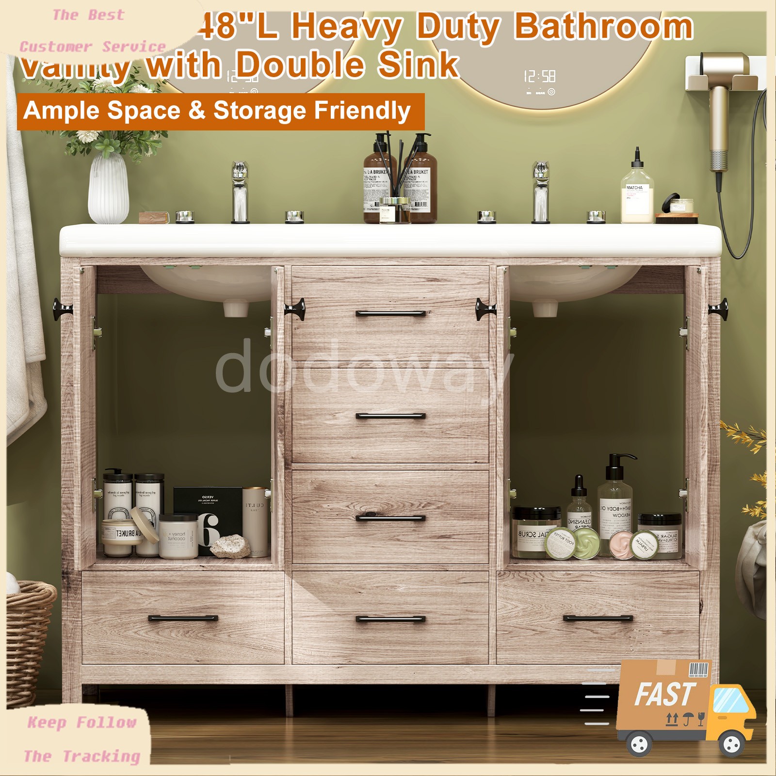 Bathroom Vanity Cabinet with Ceramic Sink Combo Bathroom Cabinet Set with Drawer
