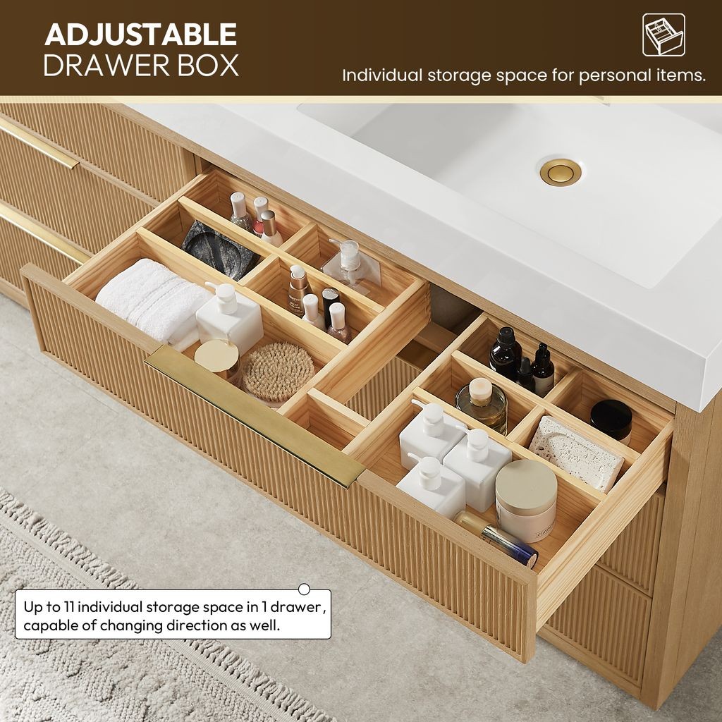 Hohhot 72″ Double Bath Vanity in Washed Ash Grey with White Stone Top