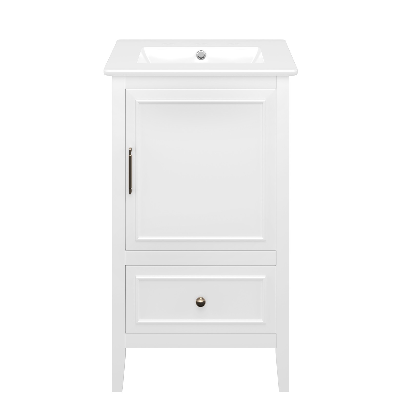 20″ Bathroom Vanity with Ceramic Sink, Cabinet & Drawer, White