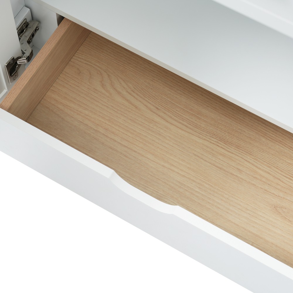 30″ Bathroom Vanity Ceramic Sink Soft Close 2 Door Drawer Silver Storage Cabinet