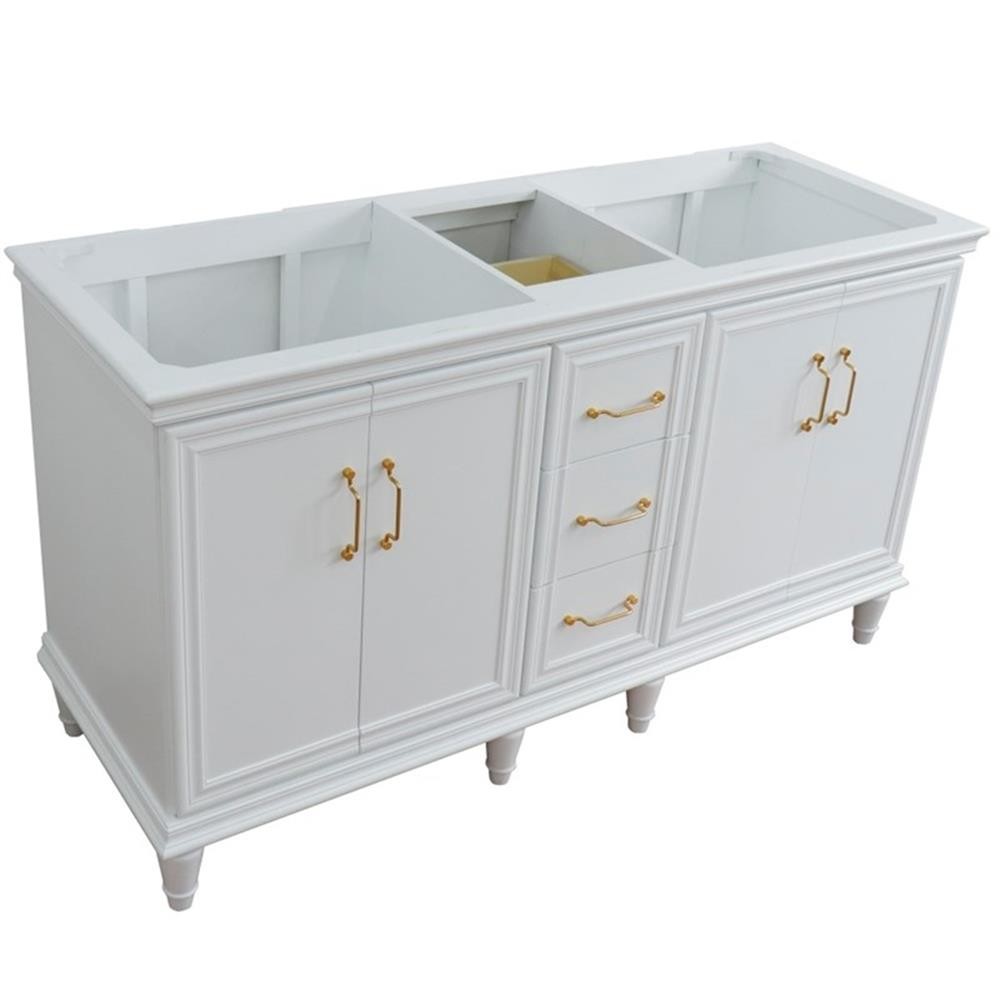 60 in. Double Wooden Vanity White Finish Cabinet Only
