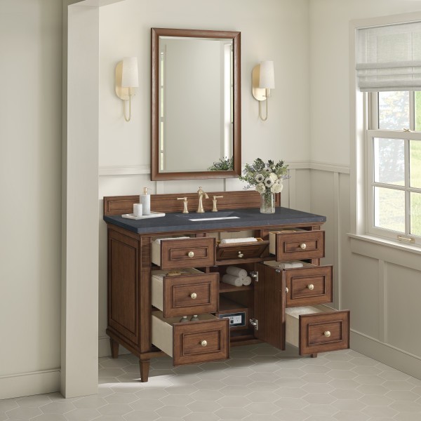 48″ James Martin Lorelai 424-V48-WLT-3CSP Vanity Cabinet Charcoal Soapstone Top