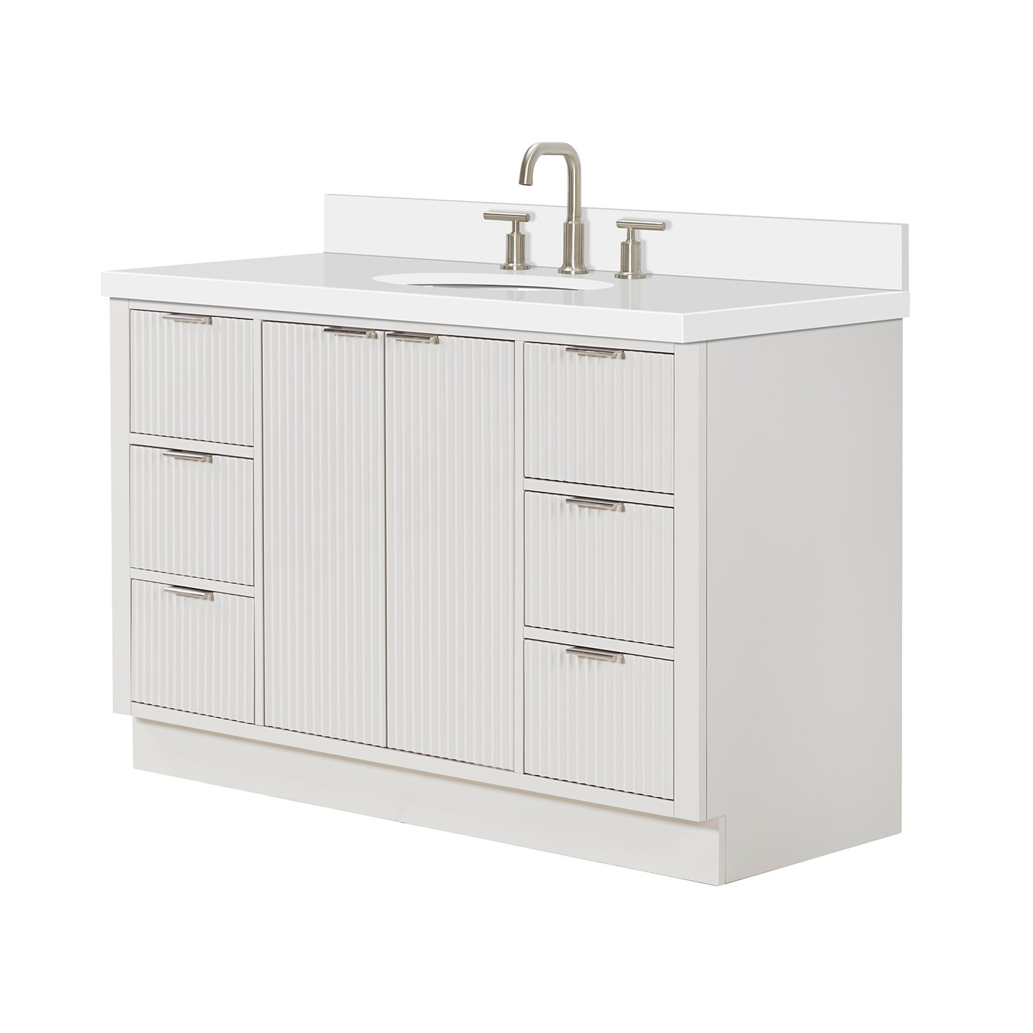 Ariel P55WQOVO Milan 55″ – Warm White / Pure White Quartz Top / Brushed Nickel