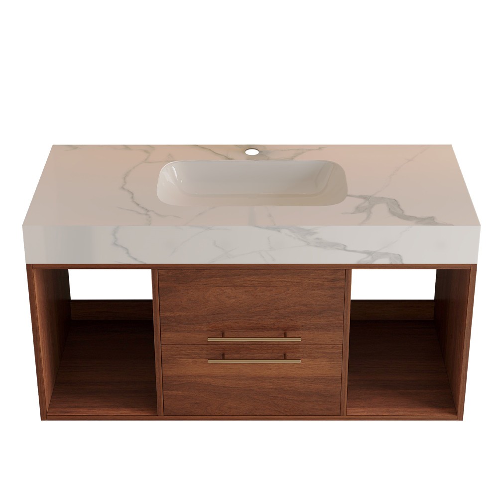 39.4″ Floating Bathroom Vanity Cabinet w/Sink,2 Drawers Wall Mounted Bath Vanity