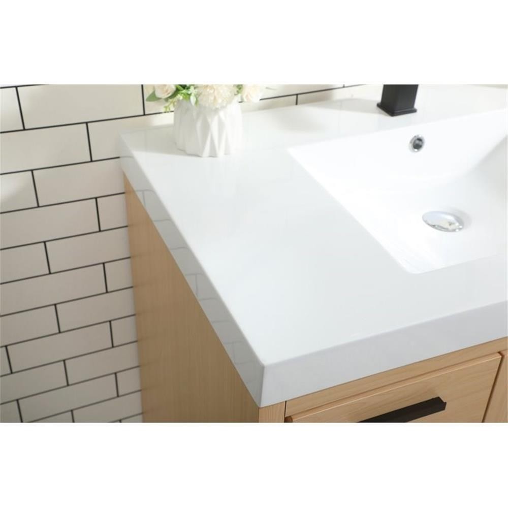 Elegant Decor Wyatt 36″ Aluminum Alloy and MDF Single Bathroom Vanity in Maple