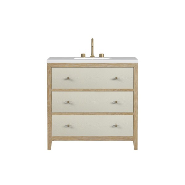 36″ James Martin Celeste D604-V36-SHG-3WZ Vanity Cabinet White Zeus Top