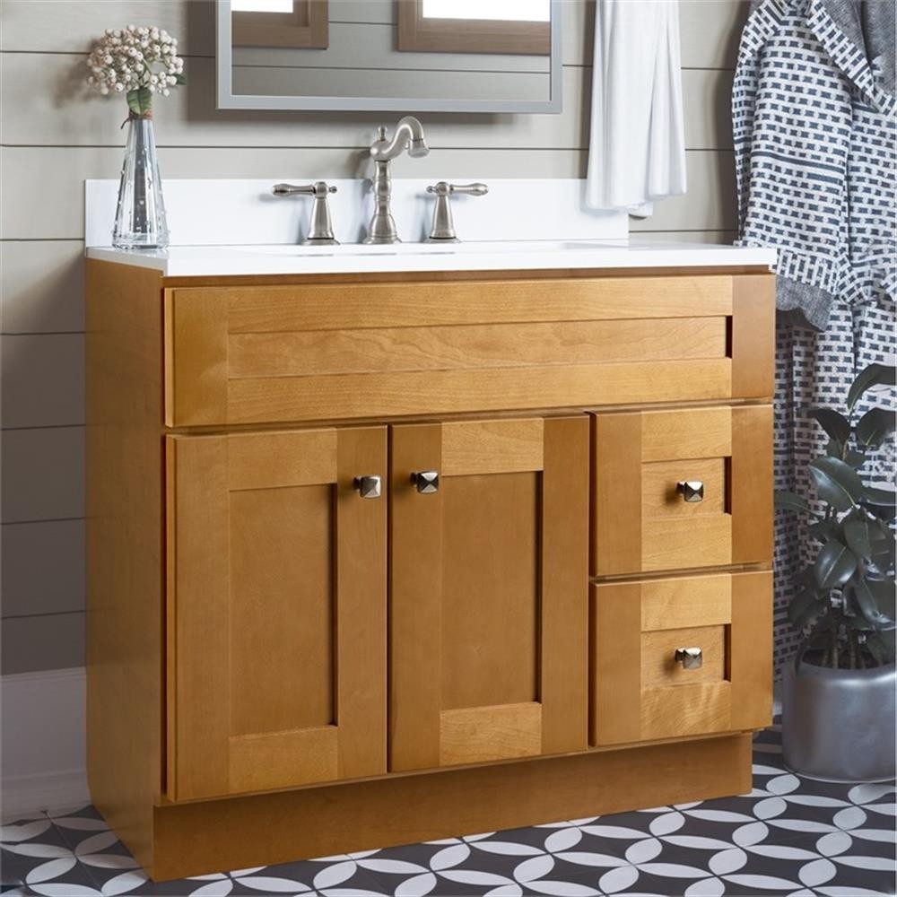 Brookings 36-Inch Vanity Wood Without Top in Modern Birch/Bronze