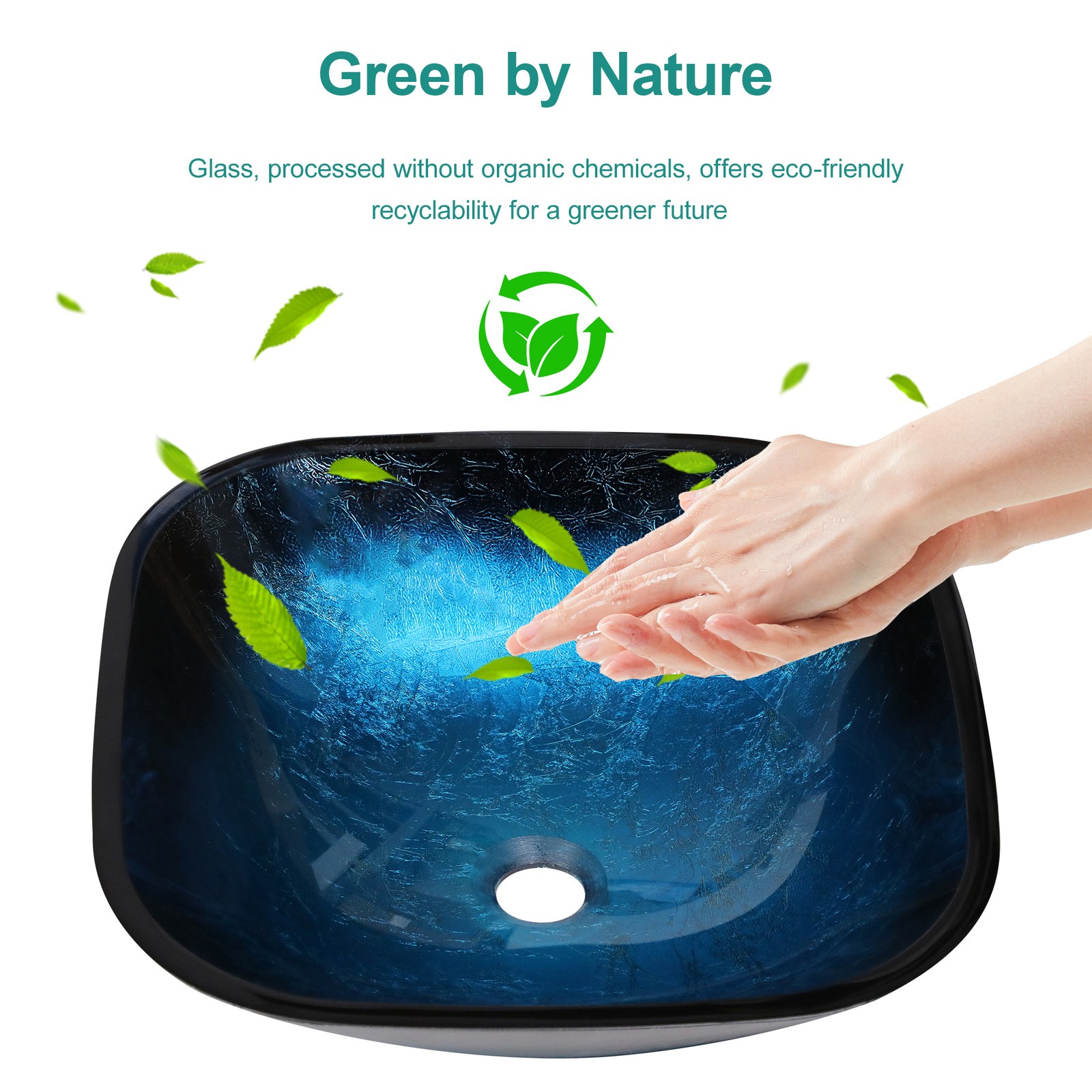 Bathroom Artistic Tempered Glass Vessel Bathroom Sink w/Faucet & Pop-up Drain