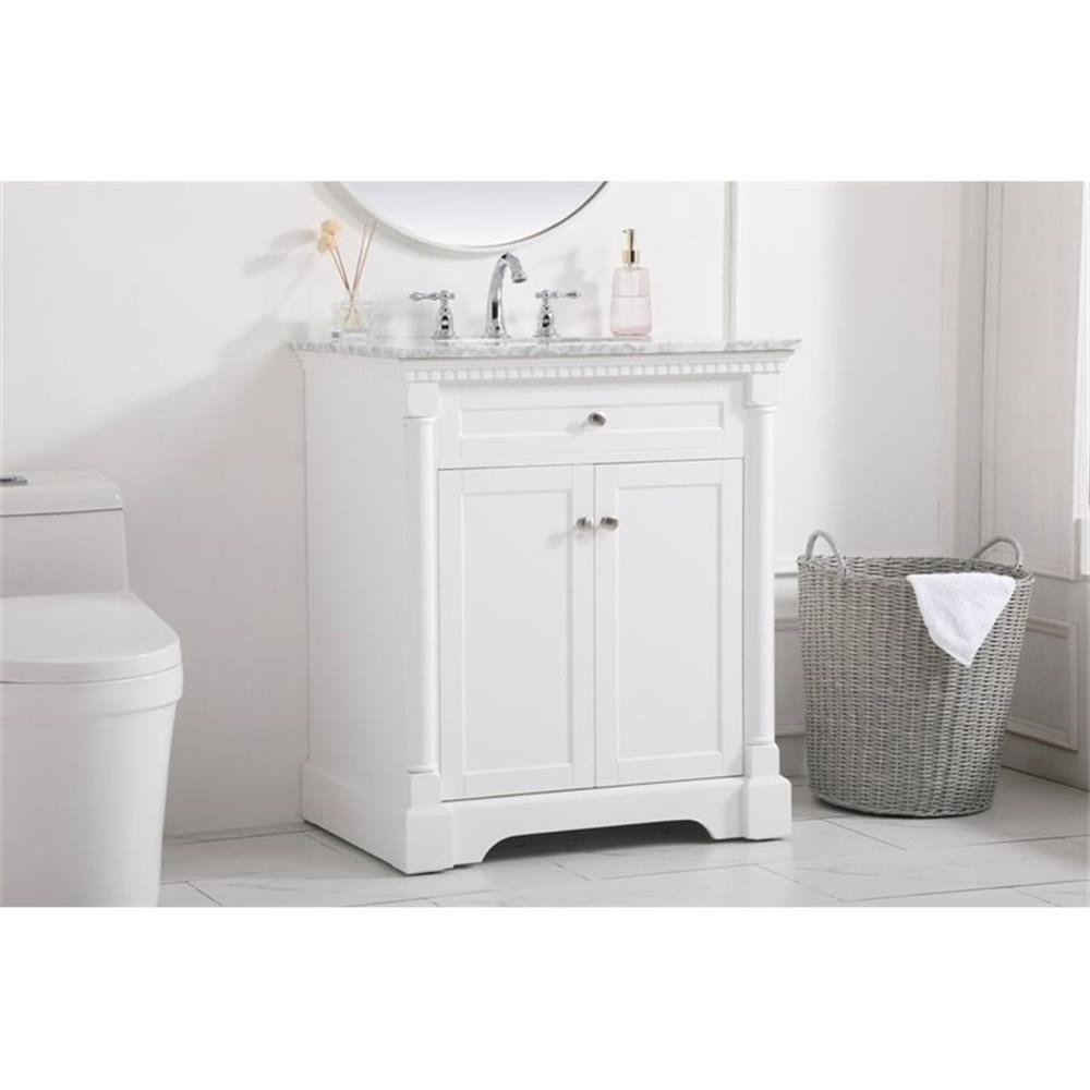 Elegant Decor Clarence 30″ Solid Wood and Metal Single Bathroom Vanity in White