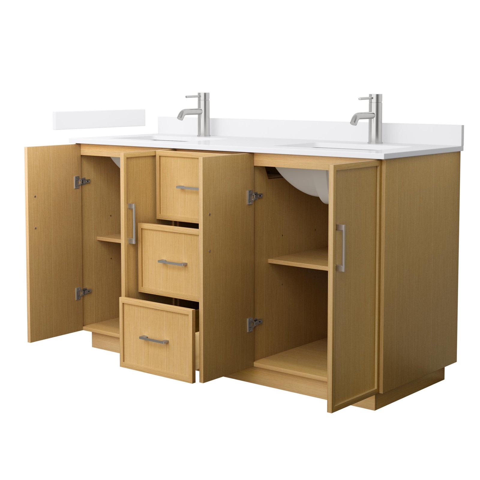 Wyndham Collection WCH7474-60D-VCA-MXX Elan TK 60″ – Light Oak / White Cultured