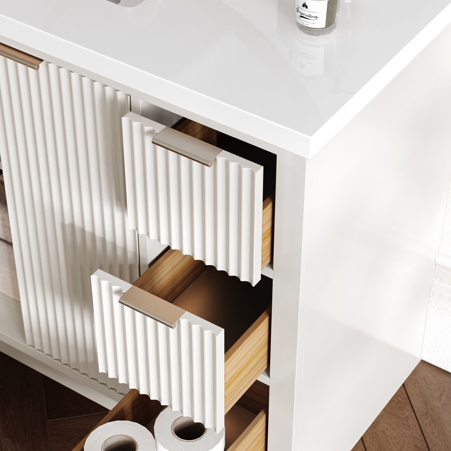 Ariel P49WQRVO Milan 49″ – Warm White / Pure White Quartz Top / Brushed Nickel