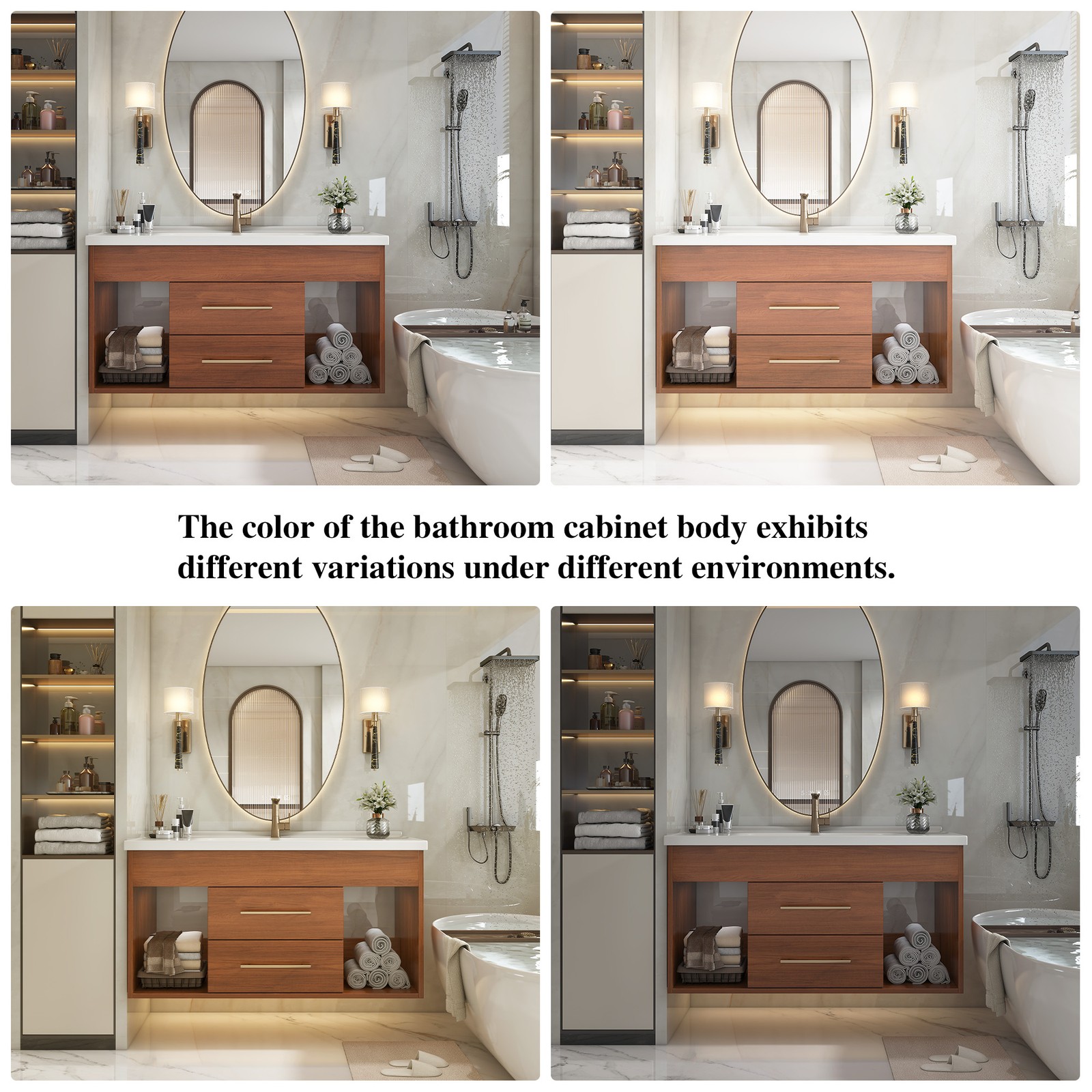 35.4″ Mid-Century Modern Bathroom Vanity with Ceramic Sink White Walnut