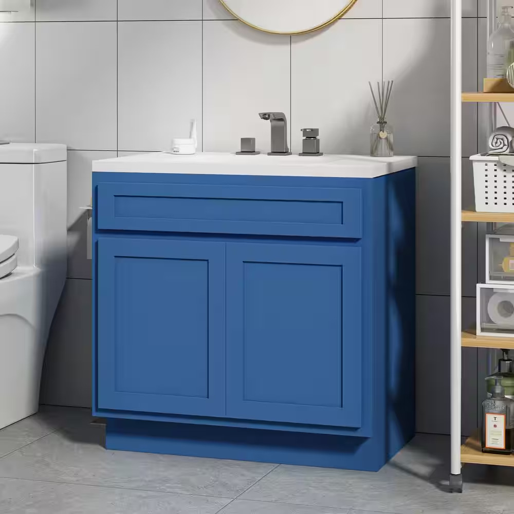 39 In. W X 21 In. D X 32.5 In. H 2-Doors Bath Vanity Cabinet without Top in Blue