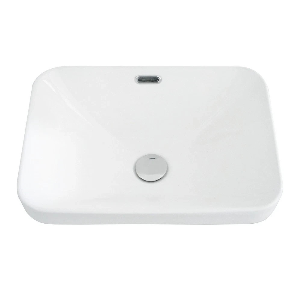 Gloss White Ceramic Undermount Basin Integrated Design with Rounded