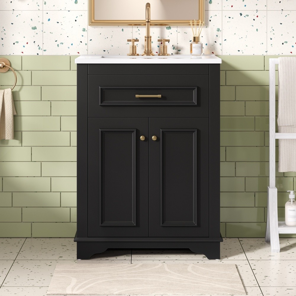 Bathroom Vanity with Ceramic Sink Double Doors Includes 1 Flip-Up Drawer