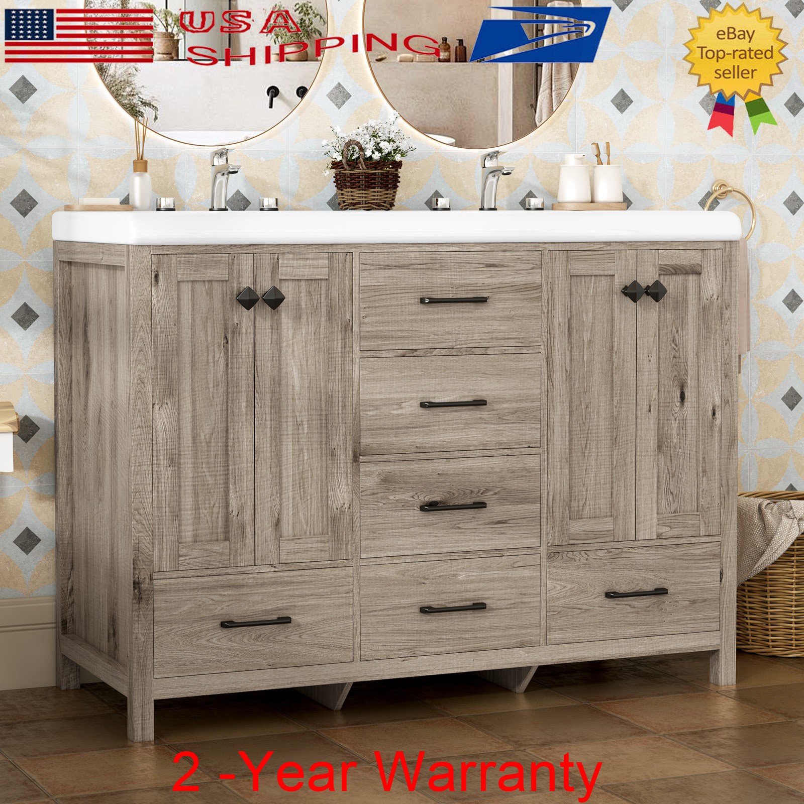 47.3″ Modern Freestanding Bathroom Vanity Unit Sink Combo Storage Cabinet Drawer